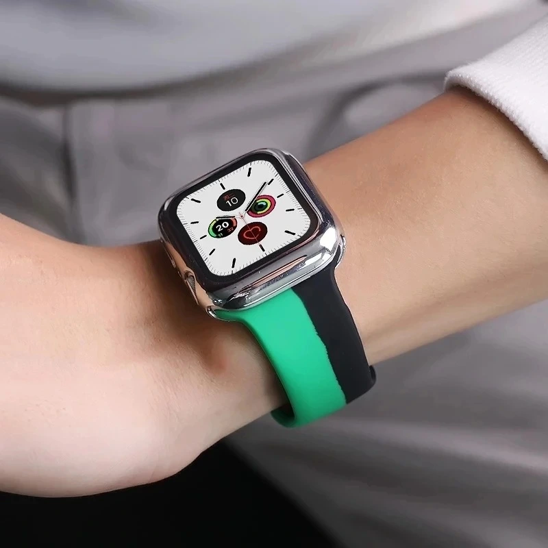 Rainbow Contrasting Color Silicone Strap