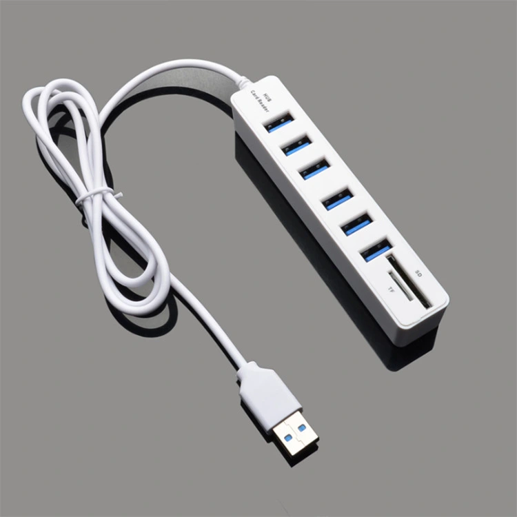 6-port USB 2.0 HUB Splitter SD TF Card Reader