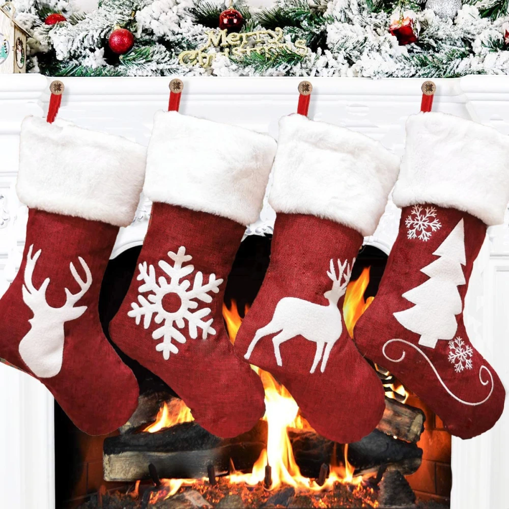 Christmas Non Woven Elk Embroidery Socks Pendant