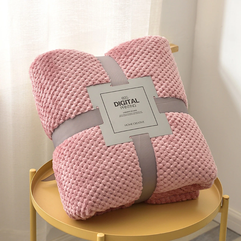 Thickened Solid Color Pineapple Grid Sofa Coral Fleece Office Blanket