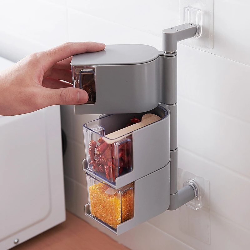 Kitchen Nail-free Wall-mounted Rotating Flavoring Box