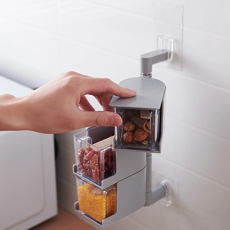 Kitchen Nail-free Wall-mounted Rotating Flavoring Box