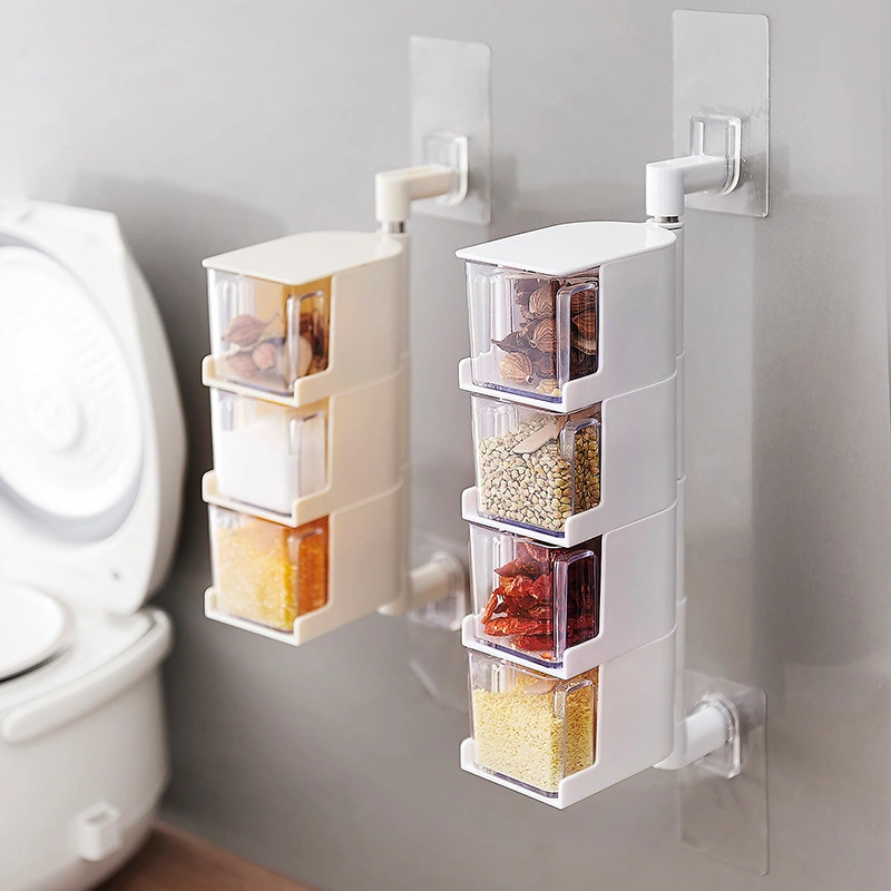 Kitchen Nail-free Wall-mounted Rotating Flavoring Box