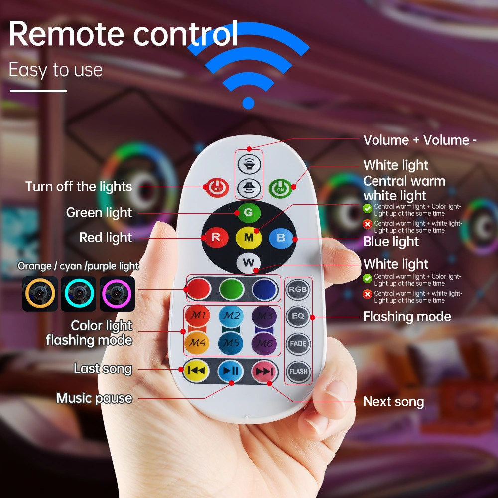 UFO Flying Saucer Light LED Interior Decoration Smart Bluetooth Remote Control Music Light