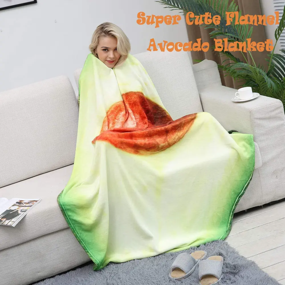 Burrito Avocado Wool Blanket Flannel Funny Plush Rug