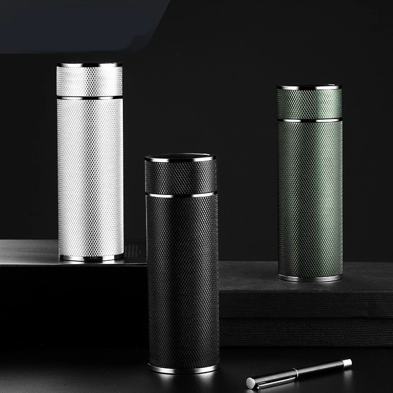 Straight High-grade Silver Thermos Mug For Men