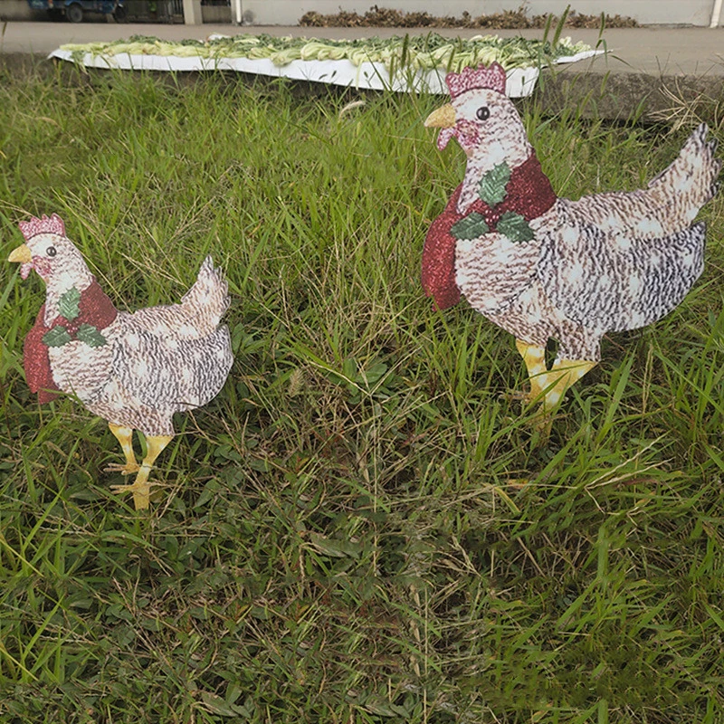 Light-Up Chicken With Scarf Christmas Decorations