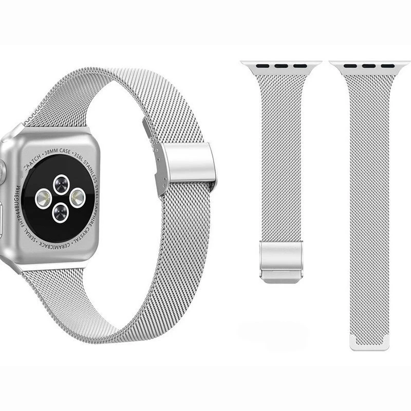 Slim Metal Stainless Steel Buckle Wristband