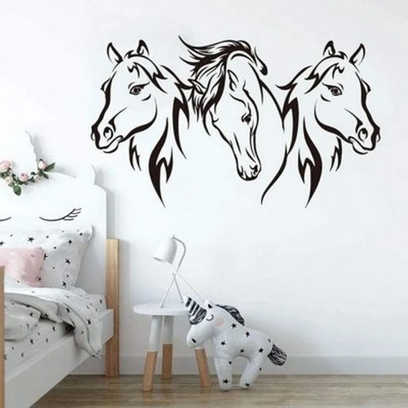 3 Horse Heads Carved Wall Stickers Artist's Home Wall Stickers