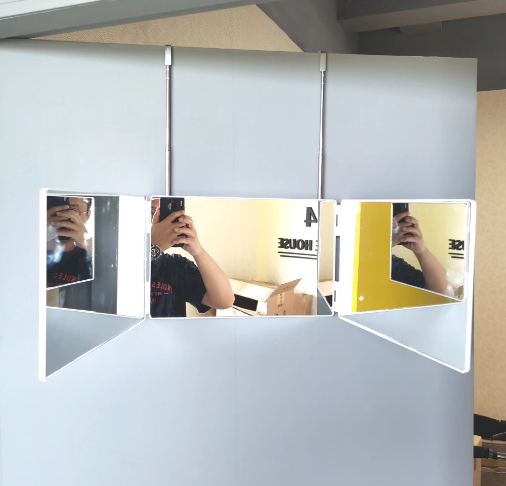 Retractable Hanging Three-sided Folding Mirror Makeup