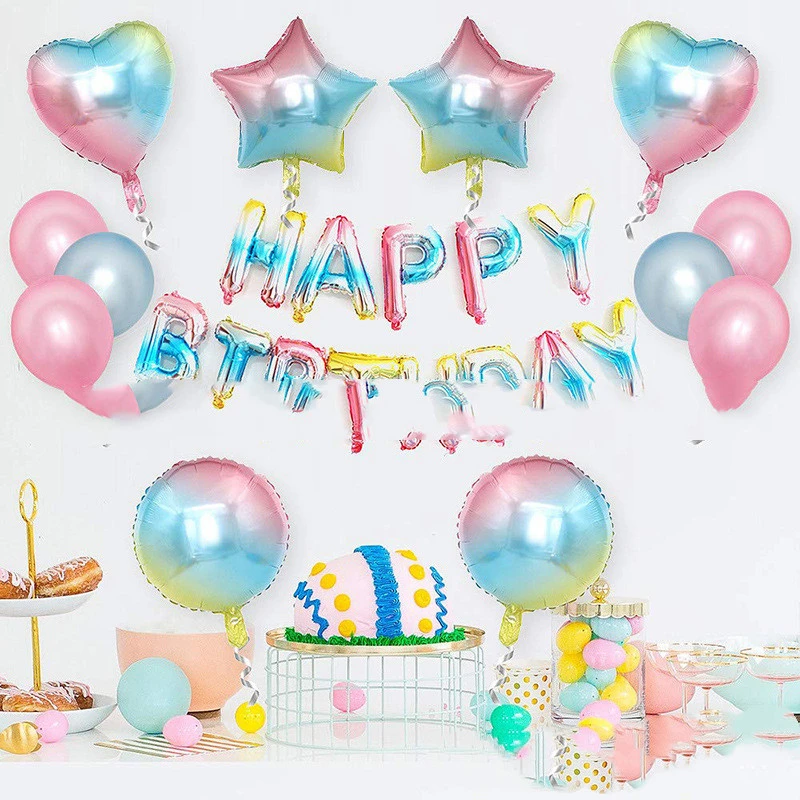 16 Inch Rainbow Color Birthday Letter Party Decoration Aluminum Film