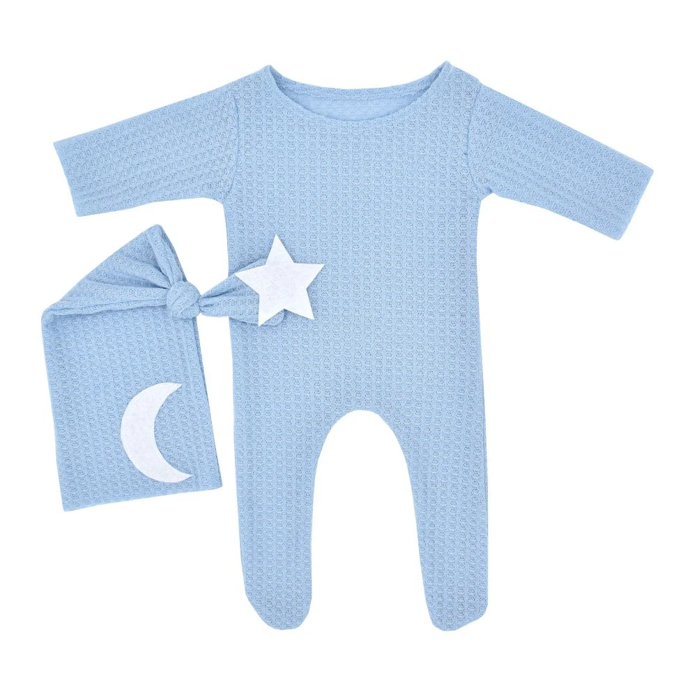 Newborn Photography Stars And Moon Decoration Knitted Jumpsuit