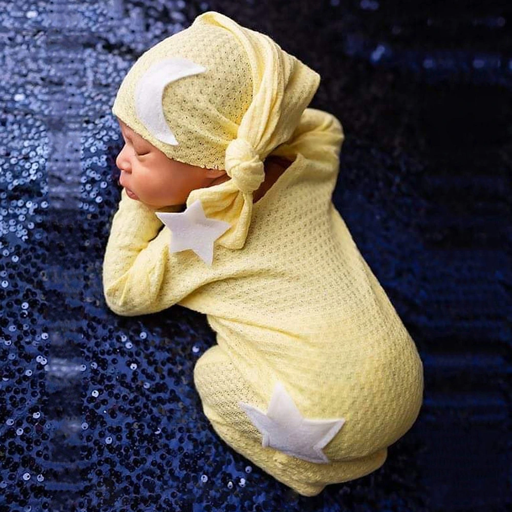 Newborn Photography Stars And Moon Decoration Knitted Jumpsuit