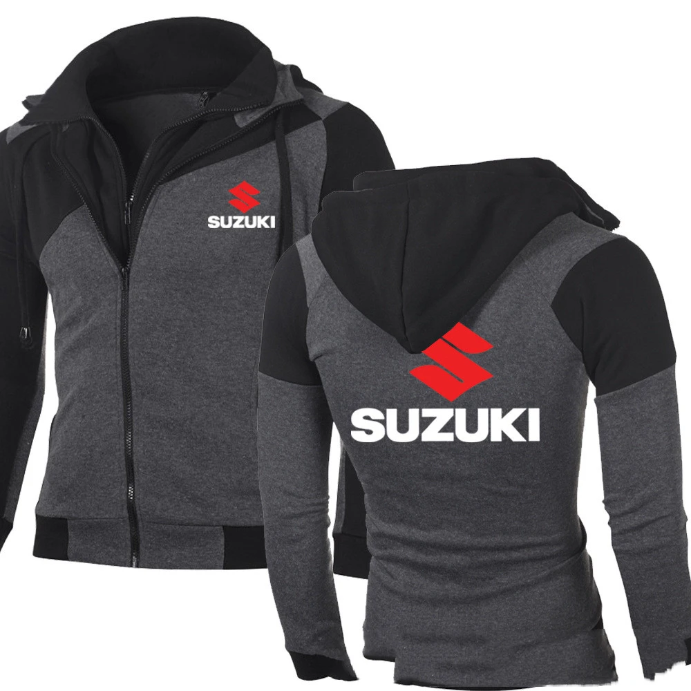 Hooded Diagonal Zipper Double Pull Sweater And Fleece Cardigan For Men