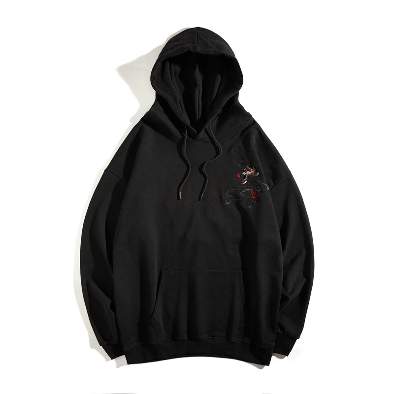 Phoenix Embroidery Full-width Hooded Sweater Trendy Plus Size Youth Casual Jacket
