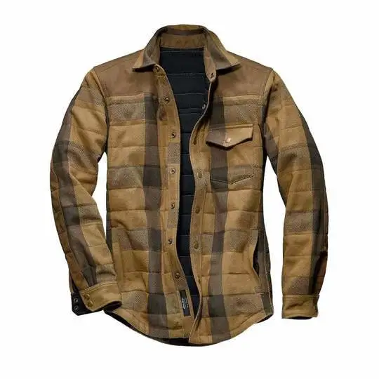 Men Plaid And Cotton Thermal Shirt Jacket