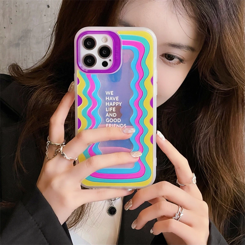 Wave Pattern Laser English Phone Case All Inclusive