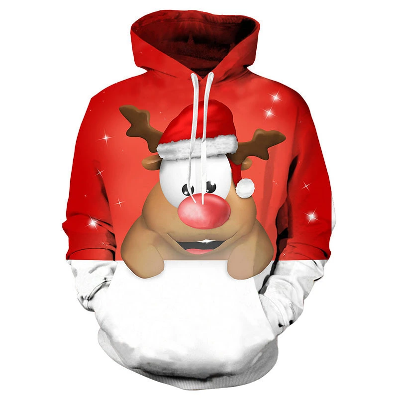 Pullover Sweater Print Casual With Hood
