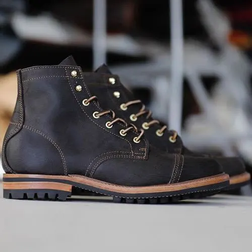 Retro Low Square Heel Square Toe Thin Strap Casual Men's Boots