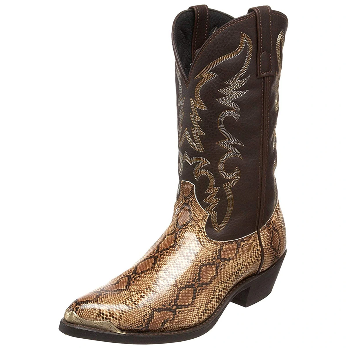 High-Heeled Iron Head Western Cowboy Boots Couples 38-48 Printed Snake Print