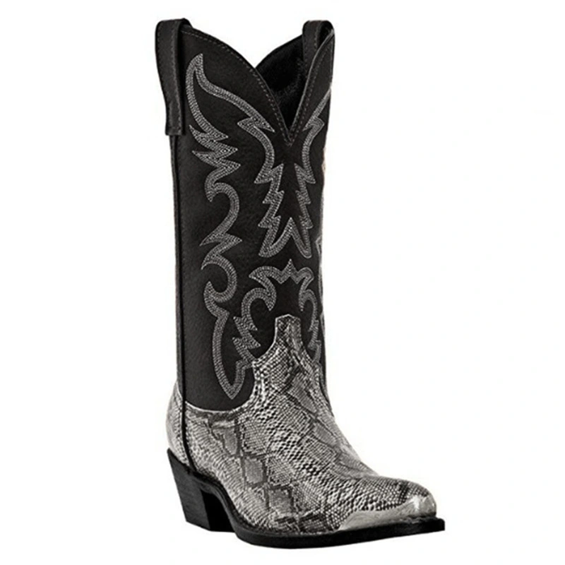High-Heeled Iron Head Western Cowboy Boots Couples 38-48 Printed Snake Print