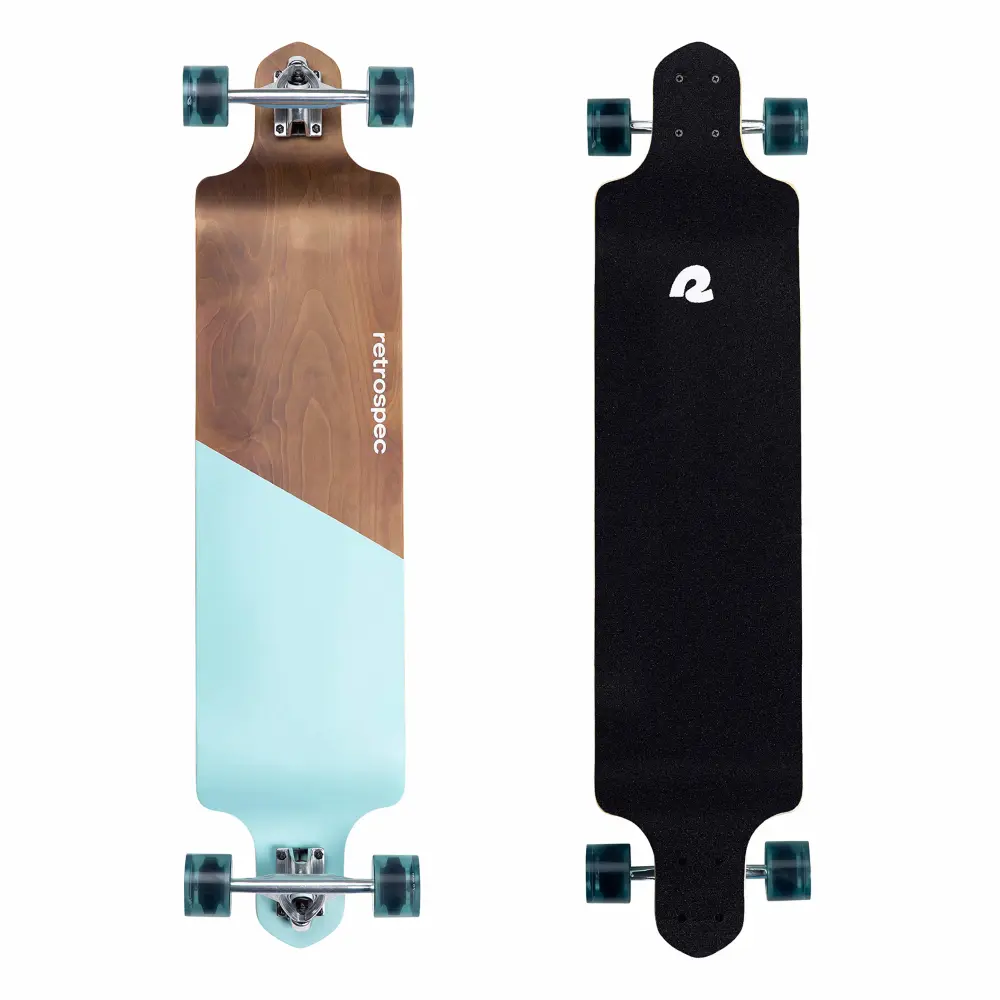 Retrospec Tidal 41-inch Drop-Down Longboard Skateboard Complete 9-Ply Canadian Maple Wood Build Cruiser for Commuting, Cruising, Carving & Downhill Riding