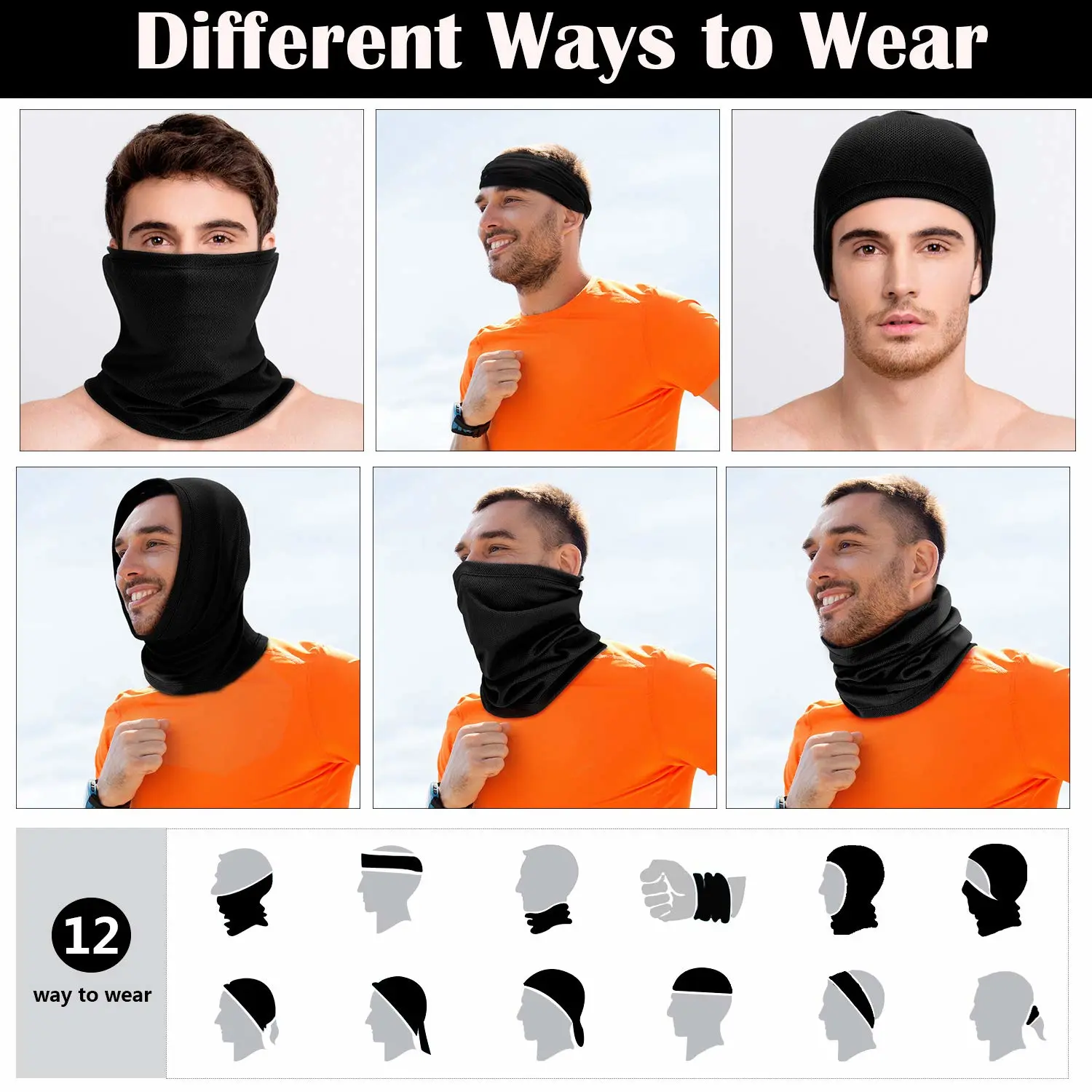 Summer Face Cover Scarf UV Protection Neck Gaiter Sunscreen Breathable Bandana
