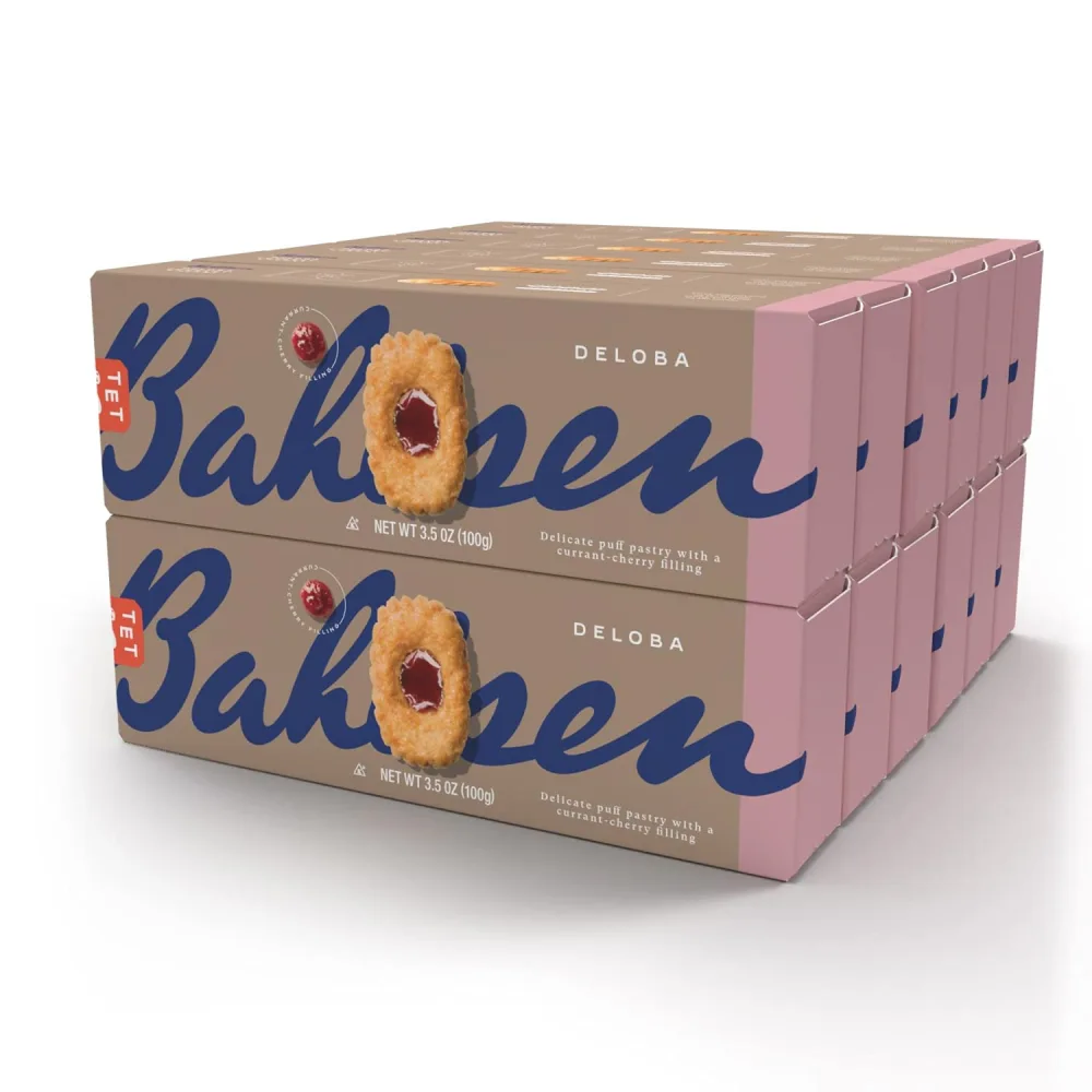 Bahlsen Deloba Red Currant - Buttery puff pastry with red currant filling - 3.5 ounce boxes (12-Pack)