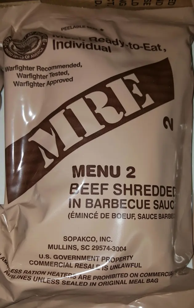 2021 Genuine Military MRE Meals Ready to Eat with Inspection Date 2021 or Newer (Beef Shredded in Barbecue Sauce)