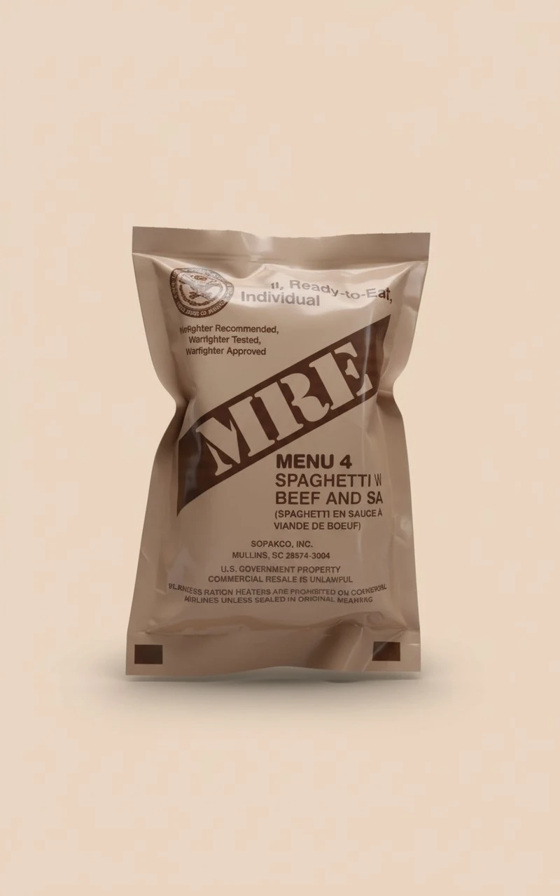 2021 Genuine Military MRE Meals Ready to Eat with Inspection Date 2021 or Newer (Spaghetti In Beef Sauce)
