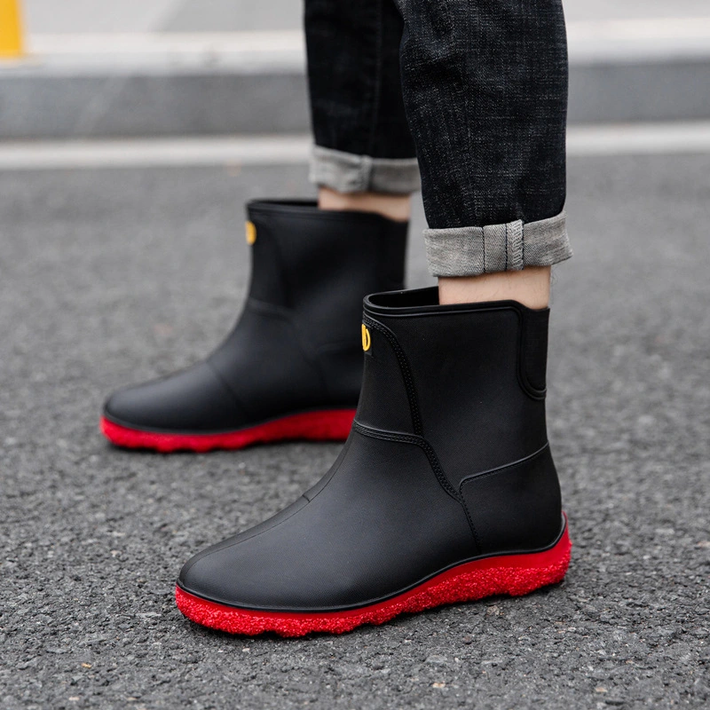 Fashion Mid-Tube Rain Boots Men's Water Shoes