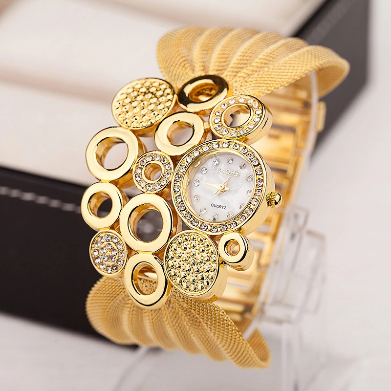 Factory Direct Sales, European And American Foreign Trade Mesh Belt Diamond Ladies Watch, Personalized Fashion Clothing Accessories Watch One Drop