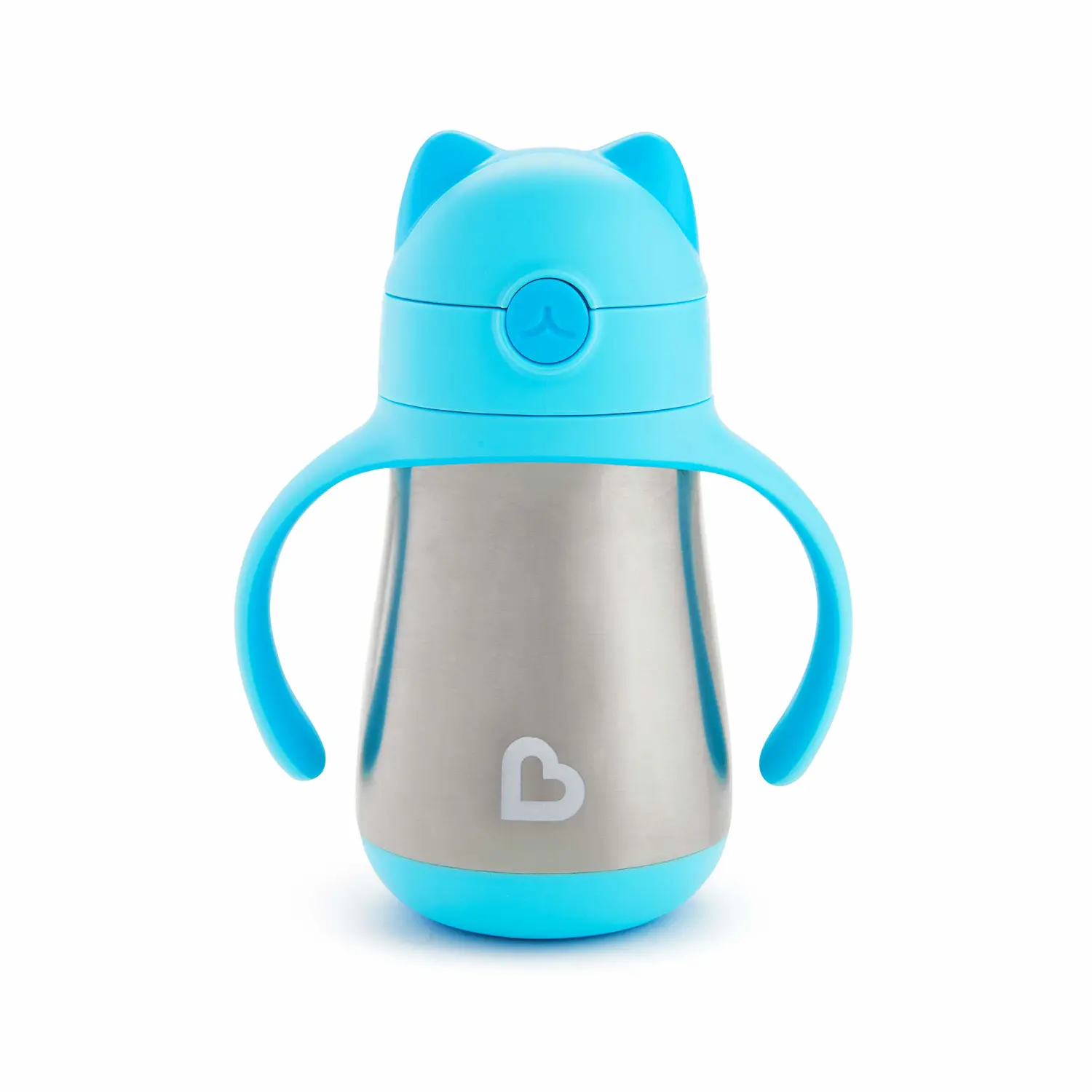 Munchkin Cool Cat Sippy Cup for Toddlers, Stainless Steel Straw Cup, 8 Ounce, Blue