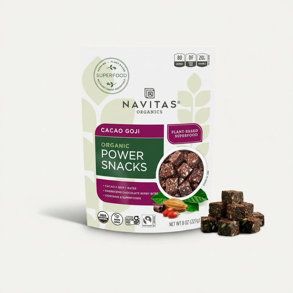 Navitas Organics Superfood Power Snacks, Cacao Goji, 8 oz. Bag, 11 Servings — Organic, Non-GMO, Gluten-Free