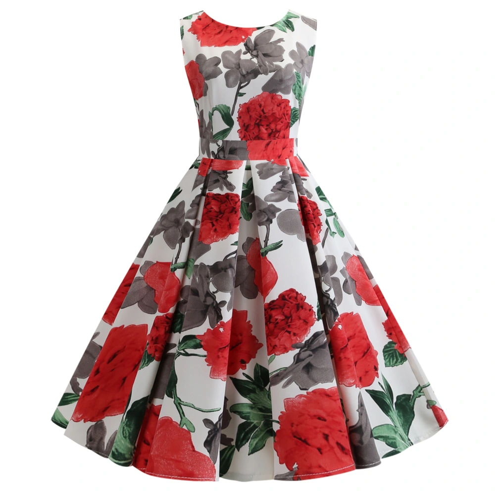 Sleeveless lace-up printed dress