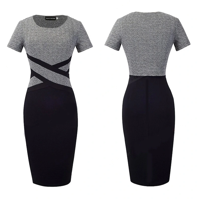 Professional dress bag hip skirt striped dress
