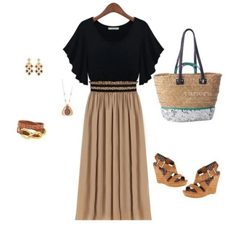 Chiffon patchwork collared dress