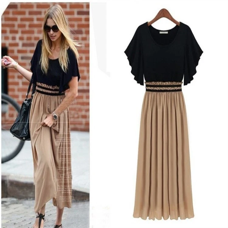 Chiffon patchwork collared dress