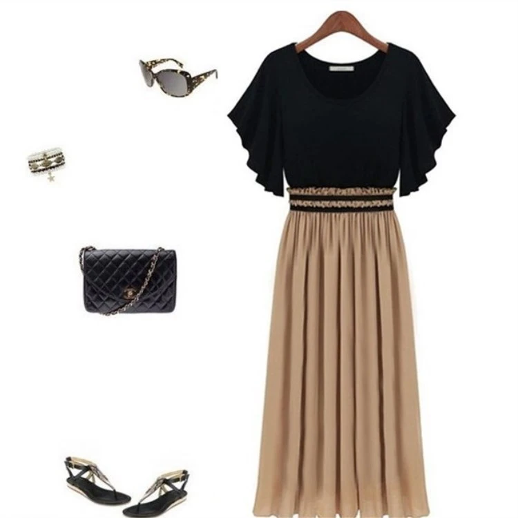 Chiffon patchwork collared dress