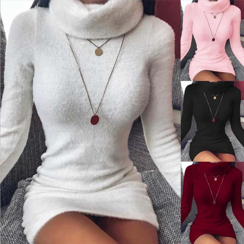 Turtleneck skinny bag hip dress
