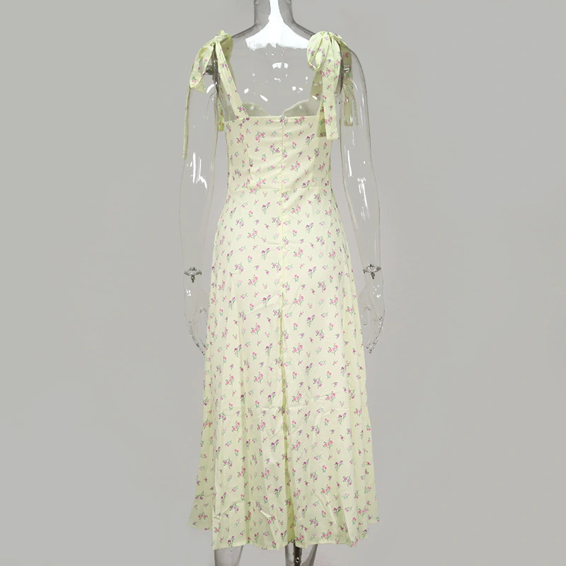 Spring And Summer Europe And The United States Sexy Fashion Lace Floral Halter Split Long Skirt Women Dress Summer