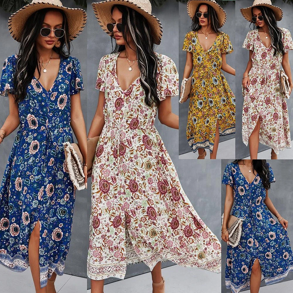Fashion V-neck Sexy Print Dress