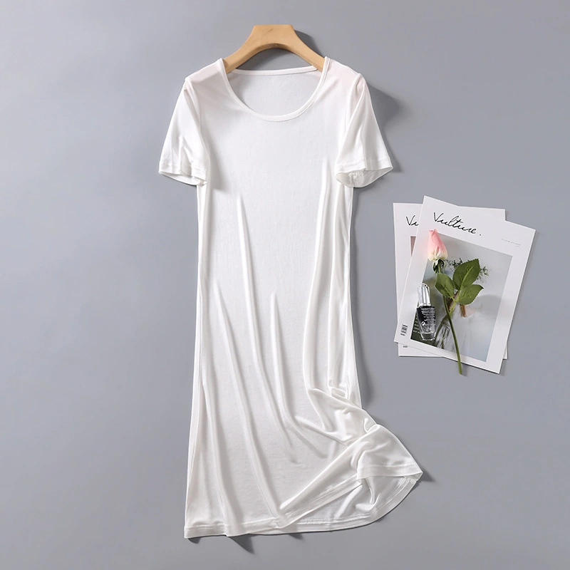 New high-end silk knitted short sleeve nightdress in spring and summer