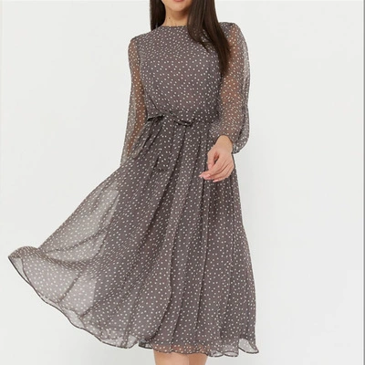 Autumn And Winter French Retro Dress Women's Polka Dot Long