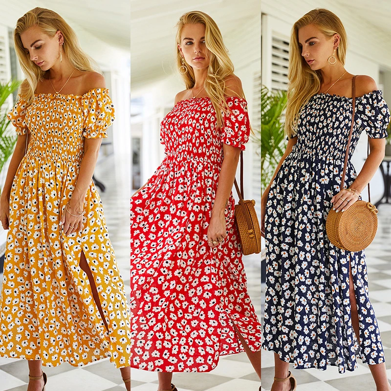 Waist Slimming Floral Dress Fashion Women's Dress