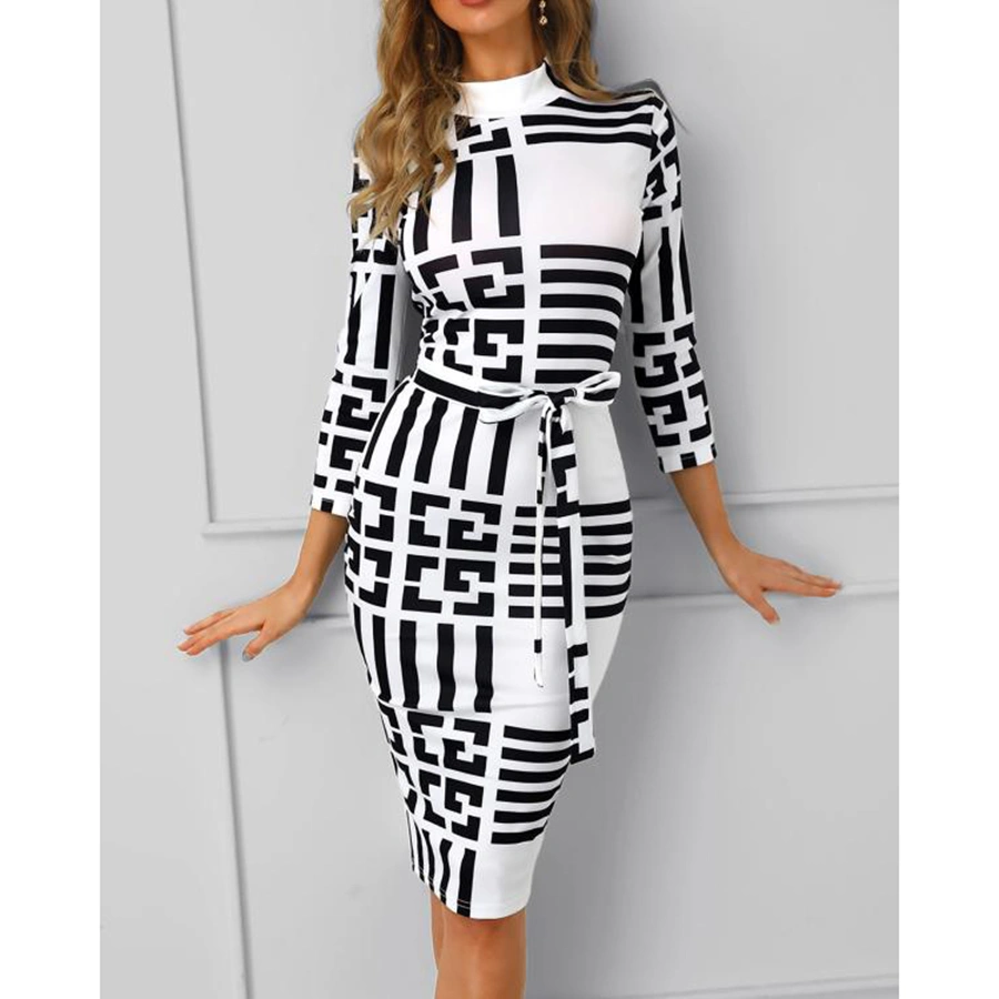 Striped Color Matching Sexy Tight-fitting Hip Dress