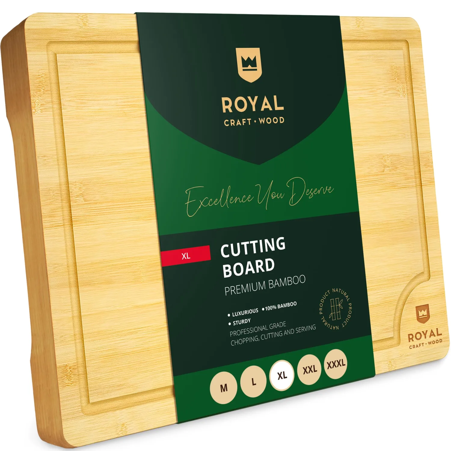 Extra Large Wooden Cutting Boards for Kitchen Meal Prep & Serving - Bamboo Wood Cutting Board with Deep Juice Groove - Charcuterie & Chopping Butcher Block for Meat - Gadgets Gift (XL 18x12")