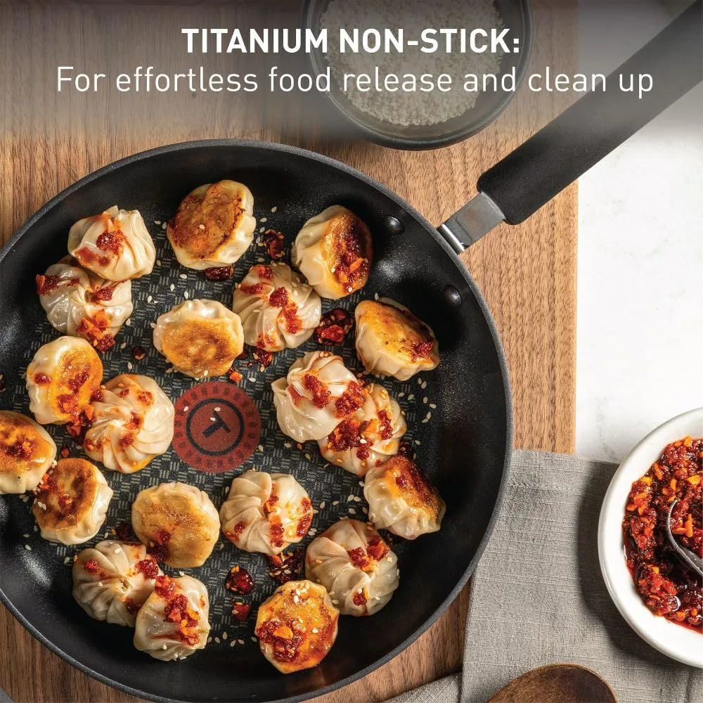T-fal Ultimate Hard Anodized Nonstick Fry Pan Set 8, 10.25, 12 Inch Cookware, Pots and Pans, Dishwasher Safe Black