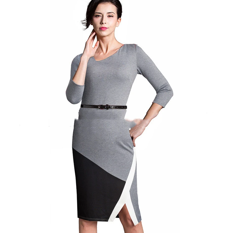 Three-quarter Sleeves Sexy Irregular Split Hip Tight-fitting Dress