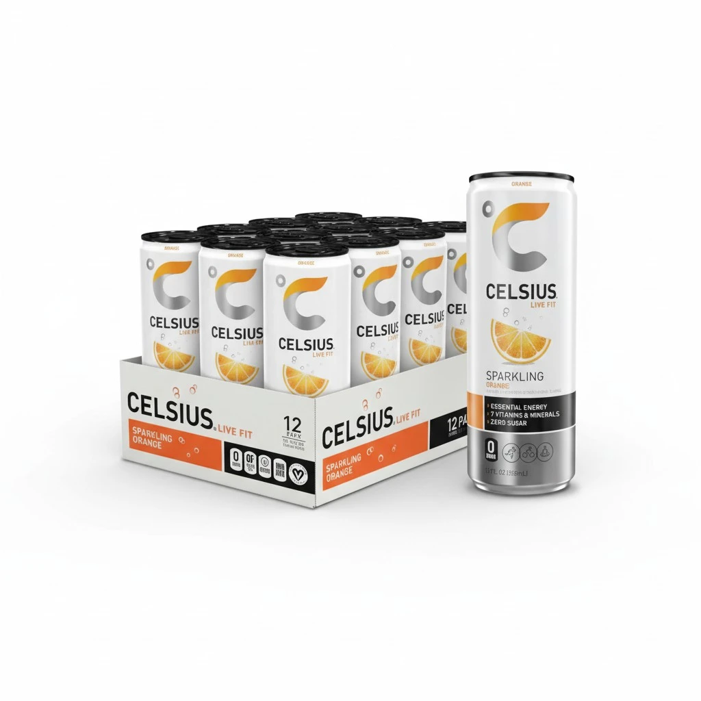 CELSIUS Sparkling Orange, Functional Essential Energy Drink 12 Fl Oz (Pack of 12)